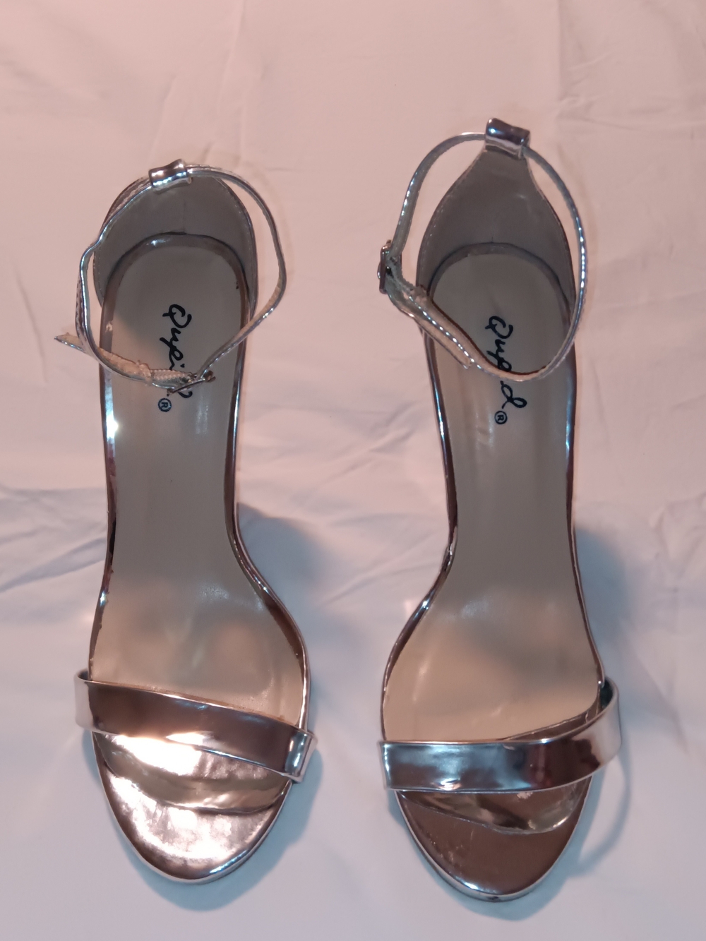 Qupid Metallic Rose Gold Ankle-Strap Women's Sandals